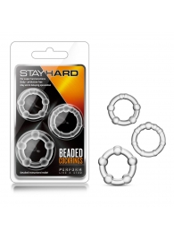 Набор из 3 прозрачных эрекционных колец Stay Hard Beaded Cockrings - Blush Novelties - в Волжском купить с доставкой