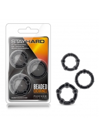 Набор из 3 чёрных эрекционных колец Stay Hard Beaded Cockrings - Blush Novelties - в Волжском купить с доставкой