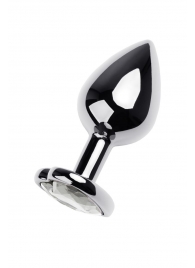 Серебристая анальная пробка с прозрачным кристаллом-сердцем - 8 см. - ToyFa - купить с доставкой в Волжском