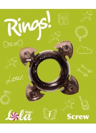 Чёрное эрекционное кольцо Rings Screw - Lola Games - в Волжском купить с доставкой