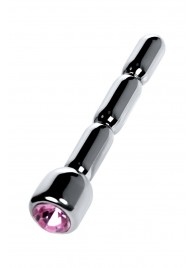 Серебристый уретральный плаг со стразом - 7 см. - ToyFa - купить с доставкой в Волжском