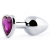 Серебристая анальная пробка с фиолетовым кристаллом-сердечком - 8 см. - Anal Jewelry Plug - купить с доставкой в Волжском