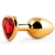 Золотистая анальная пробка с красным стразом-сердечком - 8 см. - Anal Jewelry Plug - купить с доставкой в Волжском