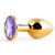 Золотистая анальная пробка с фиолетовым стразом - 7,2 см. - Anal Jewelry Plug - купить с доставкой в Волжском