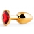 Золотистая анальная пробка с красным стразом - 7,2 см. - Anal Jewelry Plug - купить с доставкой в Волжском