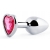 Серебристая анальная пробка с розовым кристаллом-сердечком - 7 см. - Anal Jewelry Plug - купить с доставкой в Волжском