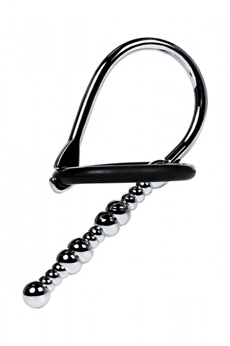 Серебристый уретральный плаг-бусины TOYFA Metal с мягким фиксириющим кольцом - ToyFa - купить с доставкой в Волжском