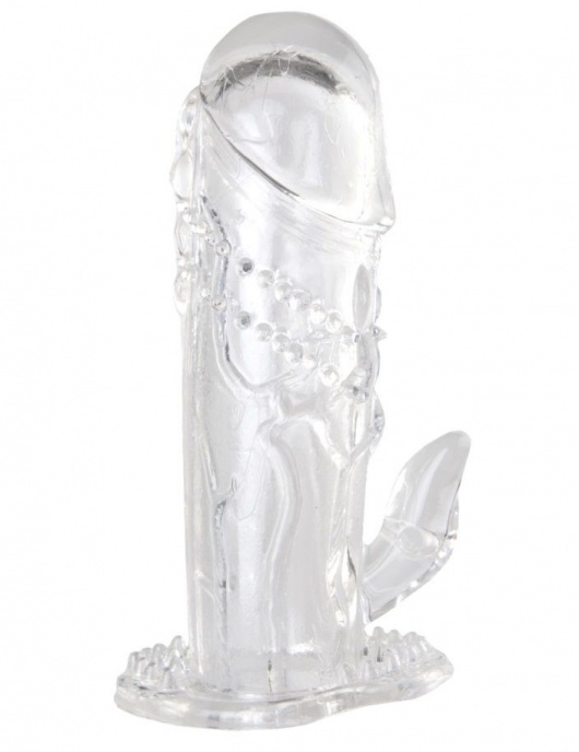 Прозрачная гелевая насадка с клиторальным отростком - 13 см. - Toyfa Basic - в Волжском купить с доставкой