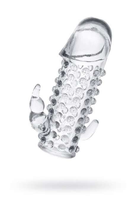 Гелевая прозрачная насадка с 2 отростками - 13 см. - Toyfa Basic - в Волжском купить с доставкой