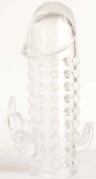 Гелевая прозрачная насадка с 2 отростками - 13 см. - Toyfa Basic - в Волжском купить с доставкой