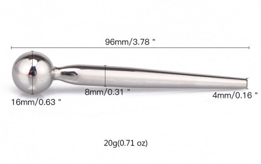 Гладкий металлический уретральный плаг с шариком - 9,6 см. - Notabu - купить с доставкой в Волжском