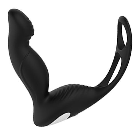 Черный вибромассажер простаты P-PLEASER W ERECTION ENHANCE - Dream Toys - в Волжском купить с доставкой