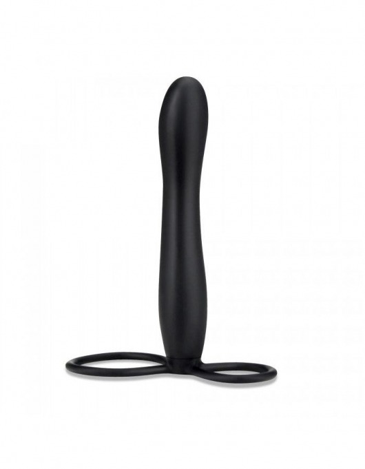 Черная насадка на пенис для двойной стимуляции Mojo BlackJack - 15 см. - Seven Creations - в Волжском купить с доставкой