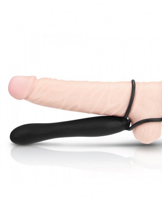 Черная насадка на пенис для двойной стимуляции Mojo BlackJack - 15 см. - Seven Creations - в Волжском купить с доставкой