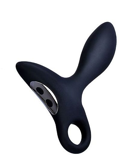 Черный силиконовый анальный вибромассажер Erokey с колечком-ограничителем - Erokay - в Волжском купить с доставкой