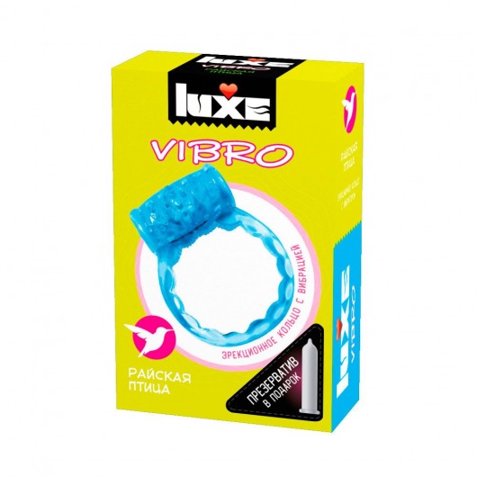 Голубое эрекционное виброкольцо Luxe VIBRO  Райская птица  + презерватив - Luxe - в Волжском купить с доставкой