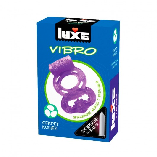 Фиолетовое эрекционное виброкольцо Luxe VIBRO  Секрет Кощея  + презерватив - Luxe - в Волжском купить с доставкой