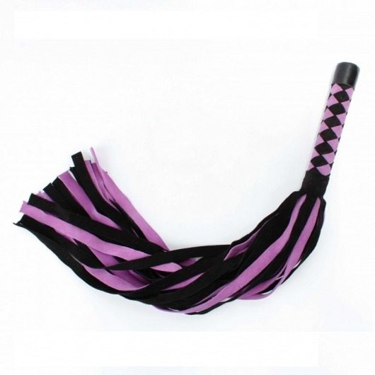 Черно-розовая плеть из замши - 58 см. - БДСМ Арсенал - купить с доставкой в Волжском