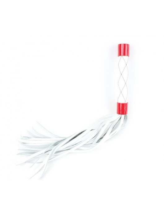 Бело-красная плеть средней длины с ручкой - 44 см. - БДСМ Арсенал - купить с доставкой в Волжском