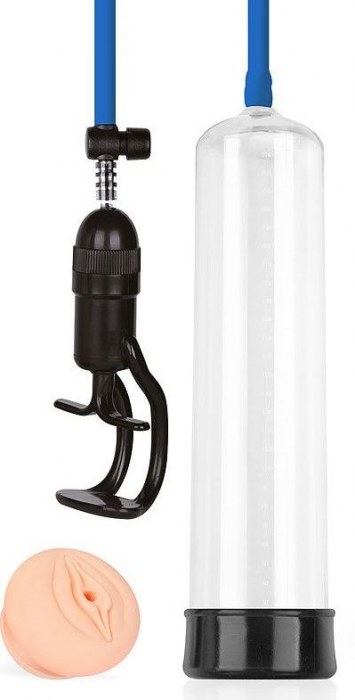 Прозрачная вакуумная помпа Sex Expert с насадкой-вагиной - Sex Expert - в Волжском купить с доставкой