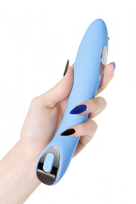 Голубой силиконовый вибратор с электростимуляцией TESLA G-POINT - 21 см. - ToyFa - купить с доставкой в Волжском