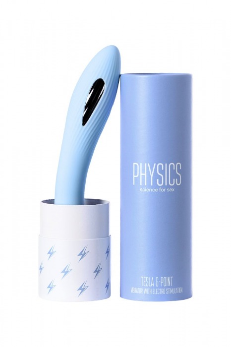 Голубой силиконовый вибратор с электростимуляцией TESLA G-POINT - 21 см. - ToyFa - купить с доставкой в Волжском