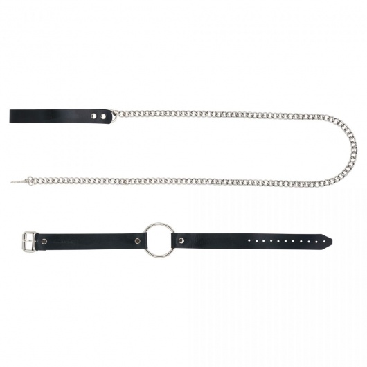 Черный поводок и чокер с кольцом Rada - Rebelts - купить с доставкой в Волжском