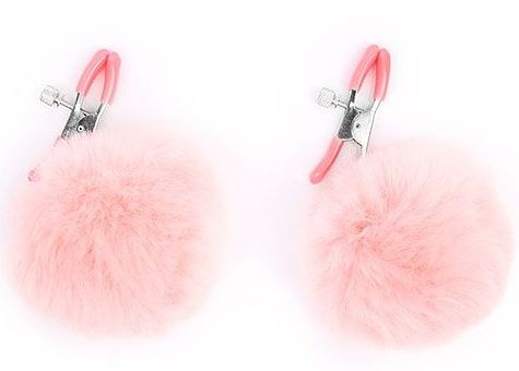 Зажимы для сосков с розовым пушком - Notabu - купить с доставкой в Волжском