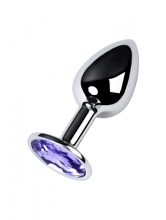 Серебристая конусовидная анальная пробка с фиолетовым кристаллом - 7 см. - ToyFa - купить с доставкой в Волжском