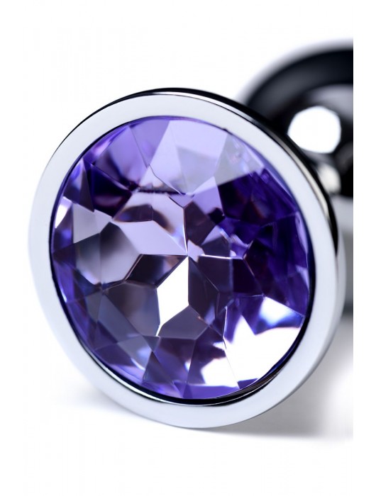 Серебристая конусовидная анальная пробка с фиолетовым кристаллом - 7 см. - ToyFa - купить с доставкой в Волжском