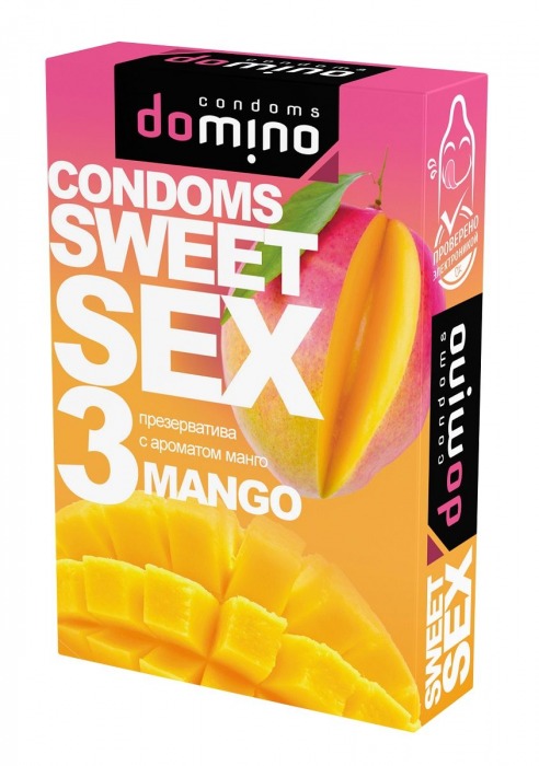 Презервативы для орального секса DOMINO Sweet Sex с ароматом манго - 3 шт. - Domino - купить с доставкой в Волжском