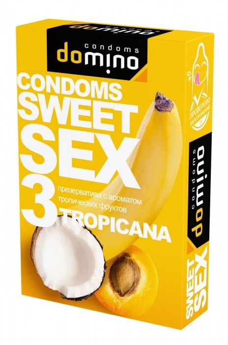 Презервативы для орального секса DOMINO Sweet Sex с ароматом тропических фруктов - 3 шт. - Domino - купить с доставкой в Волжском