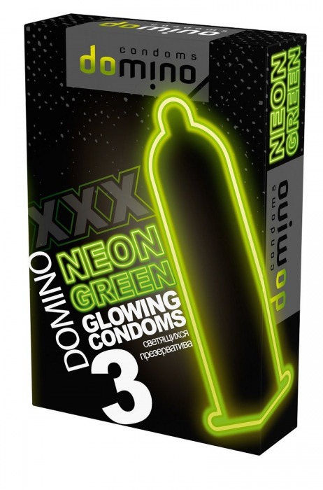 Презервативы DOMINO Neon Green со светящимся в темноте кончиком - 3 шт. - Domino - купить с доставкой в Волжском