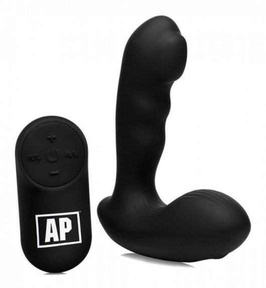 Черный стимулятор простаты Alpha-Pro 7X P-Milker Silicone Prostate Stimulator with Milking Bead - XR Brands - в Волжском купить с доставкой