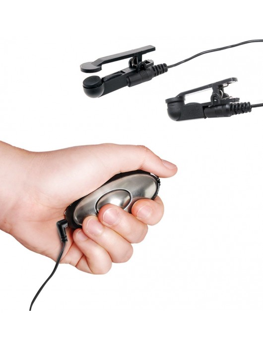 Черные электрические зажимы для сосков Shock Therapy Nipple Clamps - Pipedream - купить с доставкой в Волжском