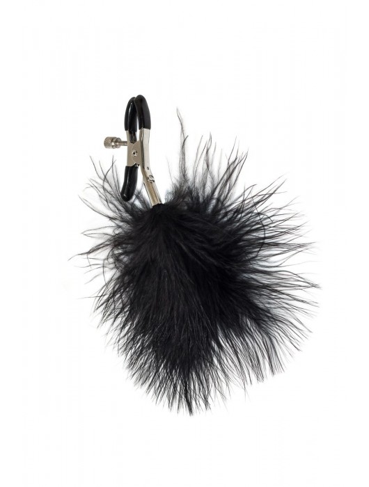 Зажимы на соски с черным пухом Euphoric - Lola Games - купить с доставкой в Волжском