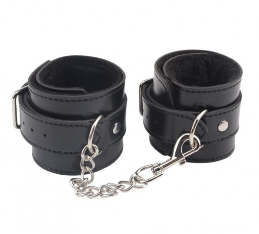 Черные оковы на ноги Obey Me Leather Ankle Cuffs - Chisa - купить с доставкой в Волжском