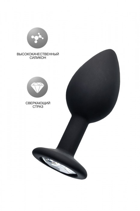 Черная анальная втулка с прозрачным стразом - 7,2 см. - POPO Pleasure - купить с доставкой в Волжском