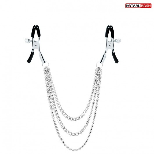 Оригинальные зажимы на соски с тройной цепочкой - Notabu - купить с доставкой в Волжском