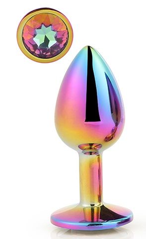 Голографическая анальная втулка с радужным кристаллом - 7,1 см. - Dream Toys - купить с доставкой в Волжском
