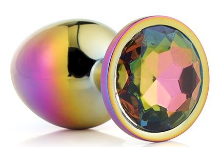 Голографическая анальная втулка с радужным кристаллом - 7,1 см. - Dream Toys - купить с доставкой в Волжском