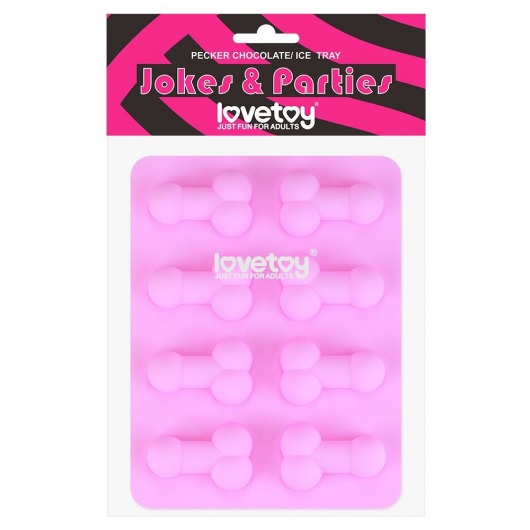 Розовая формочка для льда и шоколада Pecker Chocolate/Ice Tray - Lovetoy - купить с доставкой в Волжском