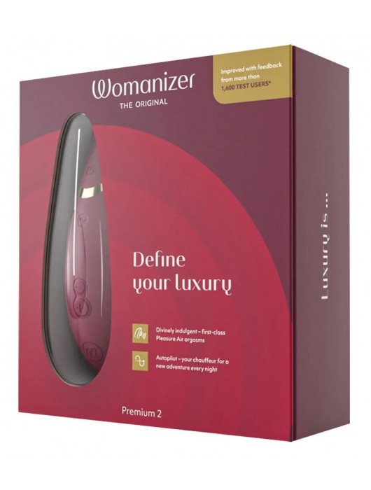 Бордовый клиторальный стимулятор Womanizer Premium 2 - Womanizer