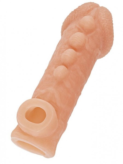 Телесная закрытая насадка с шишечками Cock Sleeve Size M - 15,6 см. - KOKOS - в Волжском купить с доставкой