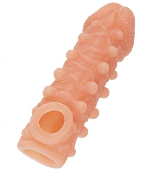 Телесная закрытая насадка с шариками Cock Sleeve Size S - 13,8 см. - KOKOS - в Волжском купить с доставкой