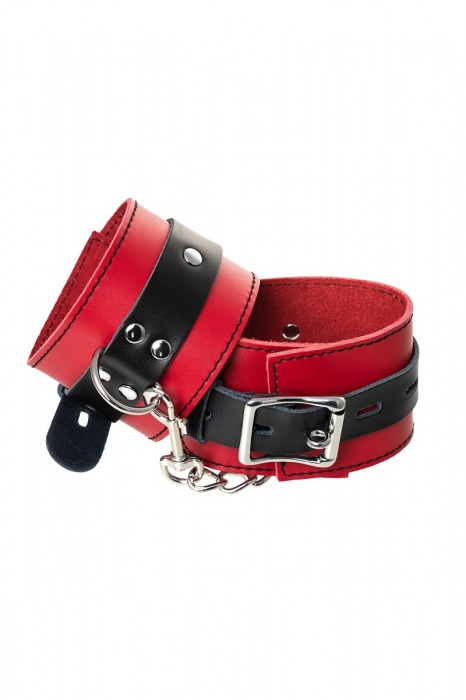 Красно-черные оковы на ноги из кожи - ToyFa - купить с доставкой в Волжском