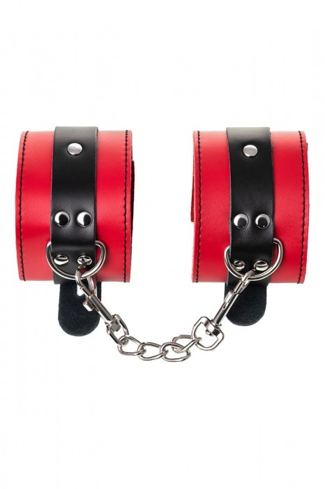 Красно-черные оковы на ноги из кожи - ToyFa - купить с доставкой в Волжском