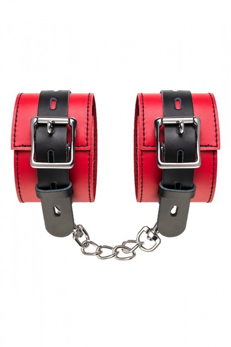 Красно-черные оковы на ноги из кожи - ToyFa - купить с доставкой в Волжском