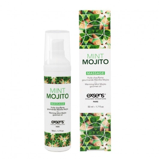 Разогревающее массажное масло с ароматом мохито Gourmet Mint Mojito - 50 мл. - Exsens - купить с доставкой в Волжском