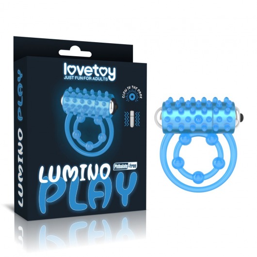 Голубое, светящееся в темноте виброкольцо Lumino Play Vibrating Penis Ring - Lovetoy - в Волжском купить с доставкой